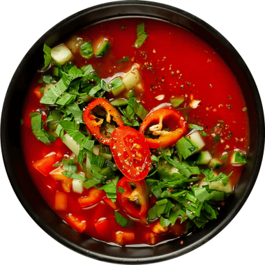 Tomato Soup with Herbs and Croutons