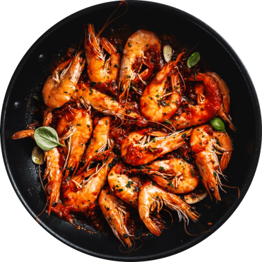 King Prawns with  Delicate Wine Sauce